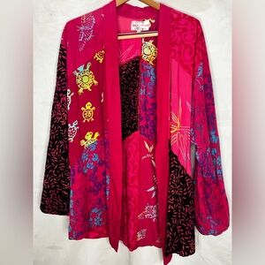 Wild Woman VTG funky patchwork kimono like cardigan L